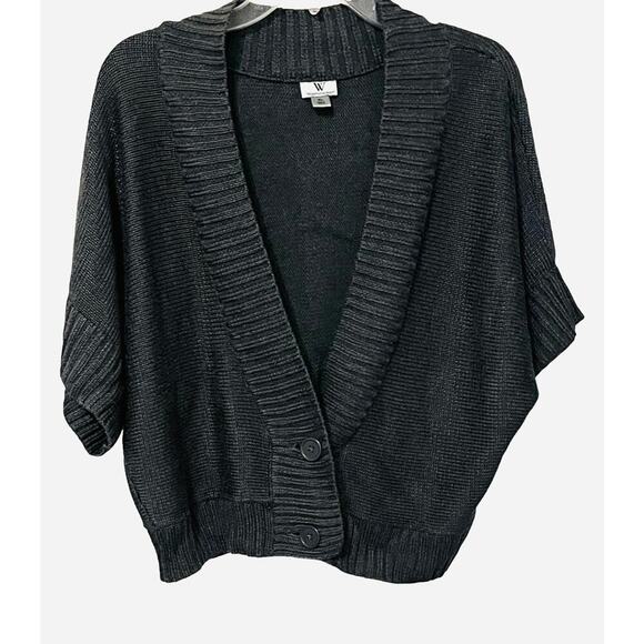 WORTHINGTON SHORT DOLMAN SLEEVE SWEATER, WOMENS, XL, DARK GREY, DEEP V-NECK - Picture 1 of 11